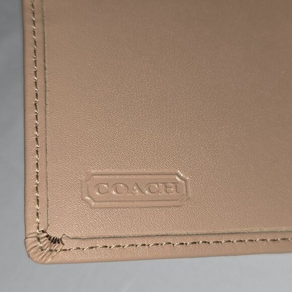 Coach Signature Canvas & Leather Khaki Brown Wallet Bifold Zip Coin Compartment - Picture 8 of 11